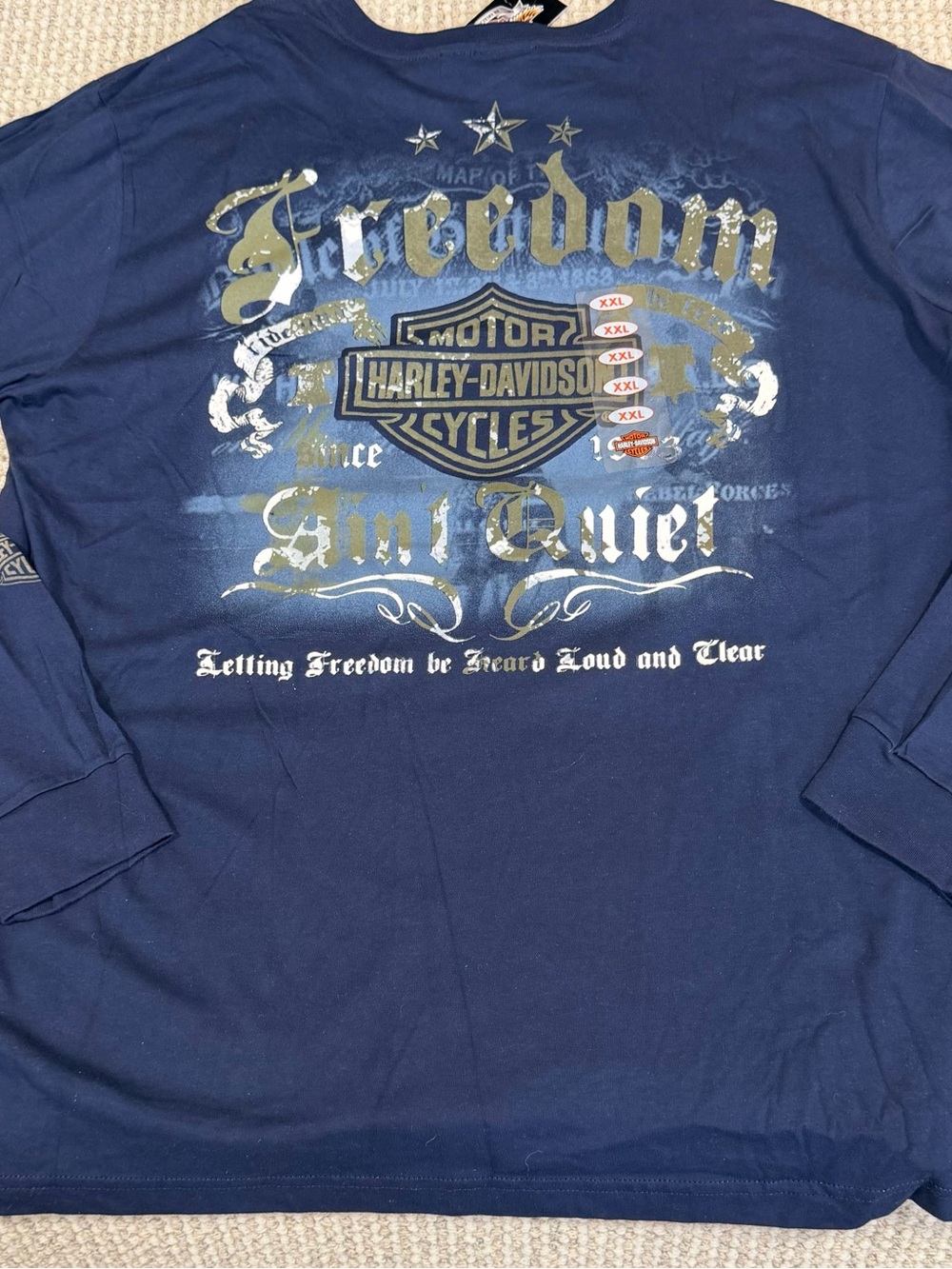 Harley-Davidson Freedom Ain’t Quiet Long Sleeve Shirt Mens Size XXL 2X Blue NEW